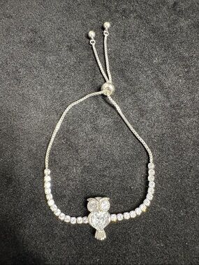 Owl Sparkle Adjustable Tennis Bracelet in Silver